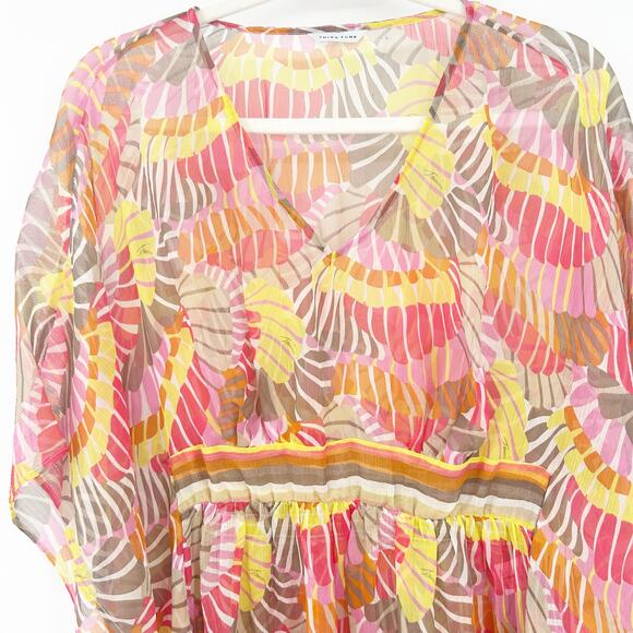 Trina Turk Womens Tropical 100%‎ Silk Kaftan Dress Swim Beach Cover Up Size S - Picture 2 of 9